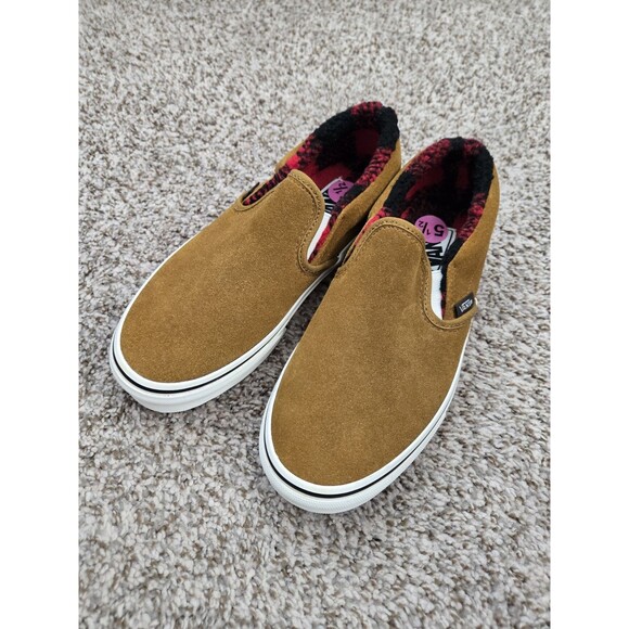 VANS Classic Brown Suede Slip On Cozy Hug Shoes Women’s 7 Mens 5.5 *NWT* - Picture 1 of 10